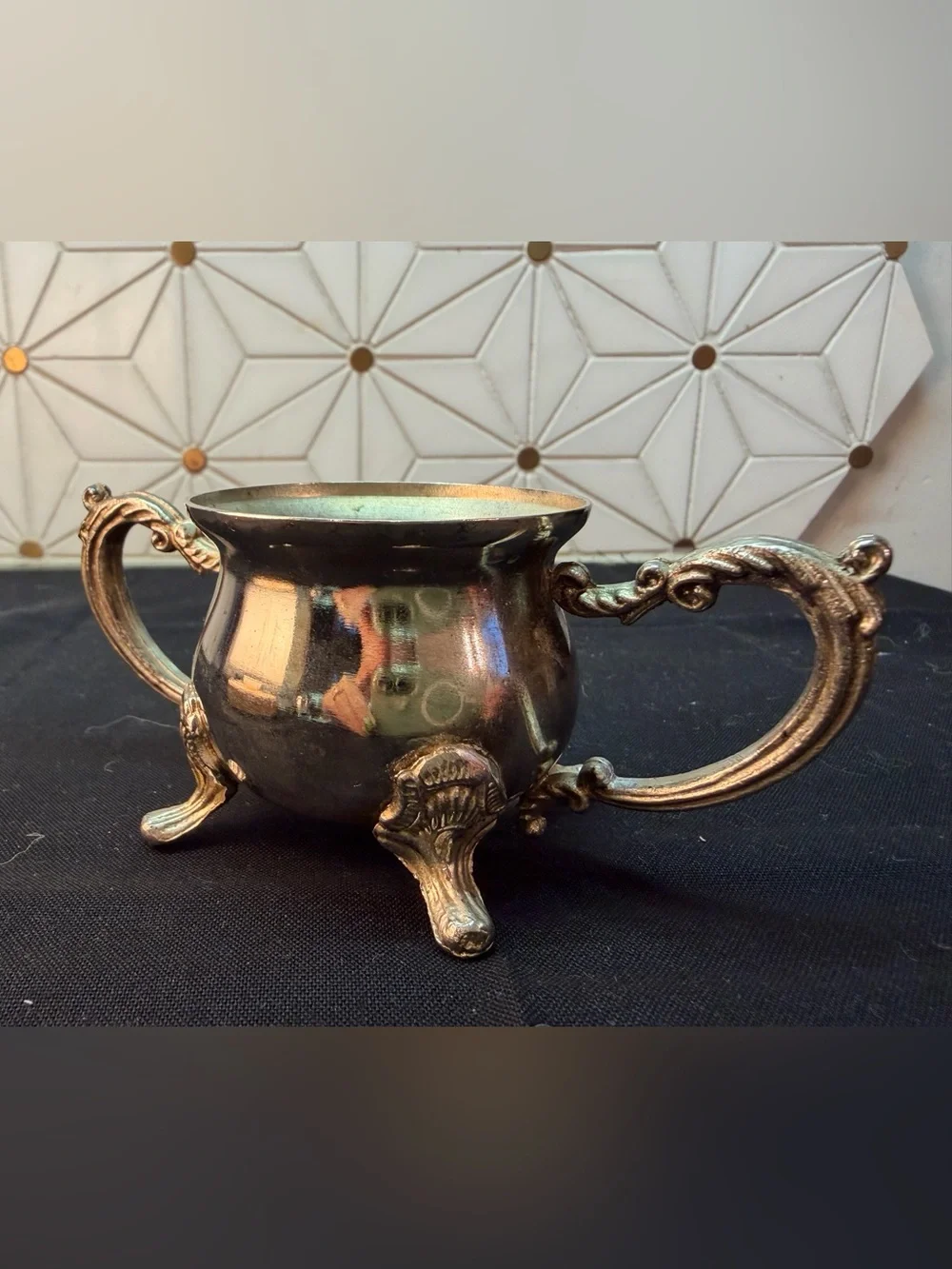 Vintage International Silver Co Silverplate Creamer Open Sugar Bowl Set Ornate